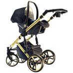 Kinderwagen zwart/goud, Kinderen en Baby's, Kinderwagens en Combinaties, Verstelbare duwstang, Zo goed als nieuw, Combiwagen, Ophalen