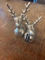 2x Zilveren Hertenbeeldjes - Kerstdecoratie, Ophalen of Verzenden, Nieuw