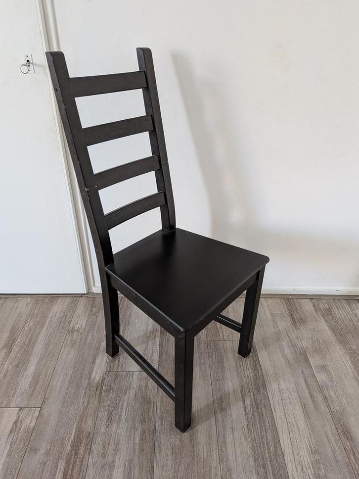 4 IKEA Eetkamerstoelen - Gebruikt, Huis en Inrichting, Stoelen, Gebruikt, Vier, Hout, Zwart, Ophalen of Verzenden