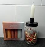 Droogbloemen in glas met kaars en extra nieuwe kaarsen, Overige materialen, Nieuw, Ophalen of Verzenden, Kaars