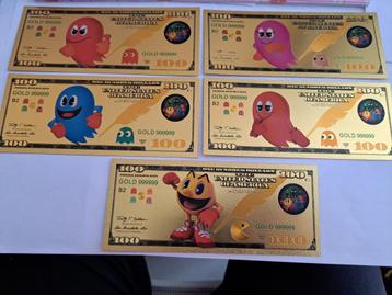 BANKBILJET /GOUDFOLIE/PAC MAN /5X 100 DOLLAR beschikbaar voor biedingen