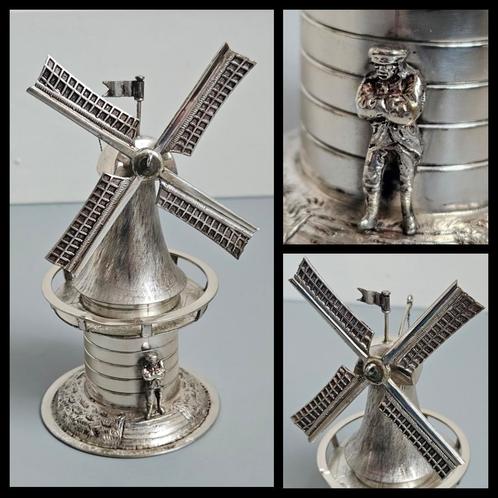 Zilver,  fors Nederlands zilveren miniatuur molen, Antiek en Kunst, Antiek | Goud en Zilver, Zilver, Ophalen of Verzenden
