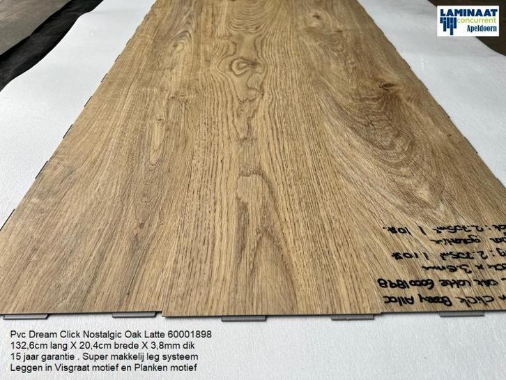 Pvc Dream Click Nostalgic oak Lattle | Visgraat Natuur eik, Huis en Inrichting, Stoffering | Vloerbedekking, Nieuw, Laminaat, Beige