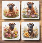 Bullmastiff Lente onderzetters met houder, Ophalen of Verzenden, Nieuw, Glas of Kopje