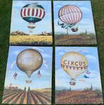 Luchtballon schilderijen 4 stuks SET PRIJS!!, Huis en Inrichting, Woonaccessoires | Schilderijen, Tekeningen en Foto's, Minder dan 50 cm