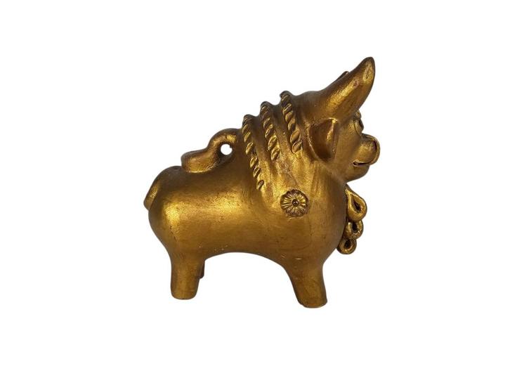 Stier - keramiek - 'Torito de Pucara' - goud  - Peru, Antiek en Kunst, Antiek | Keramiek en Aardewerk, Ophalen of Verzenden