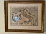 Oude ingelijste Topografische kaart Italië en Nederland 1763, Boeken, Atlassen en Landkaarten, Nederland, Gelezen, Voor 1800, Landkaart
