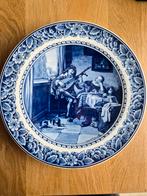 Vintage Delfts Blauw Bord - Muziekscène, Antiek en Kunst, Antiek | Wandborden en Tegels, Ophalen
