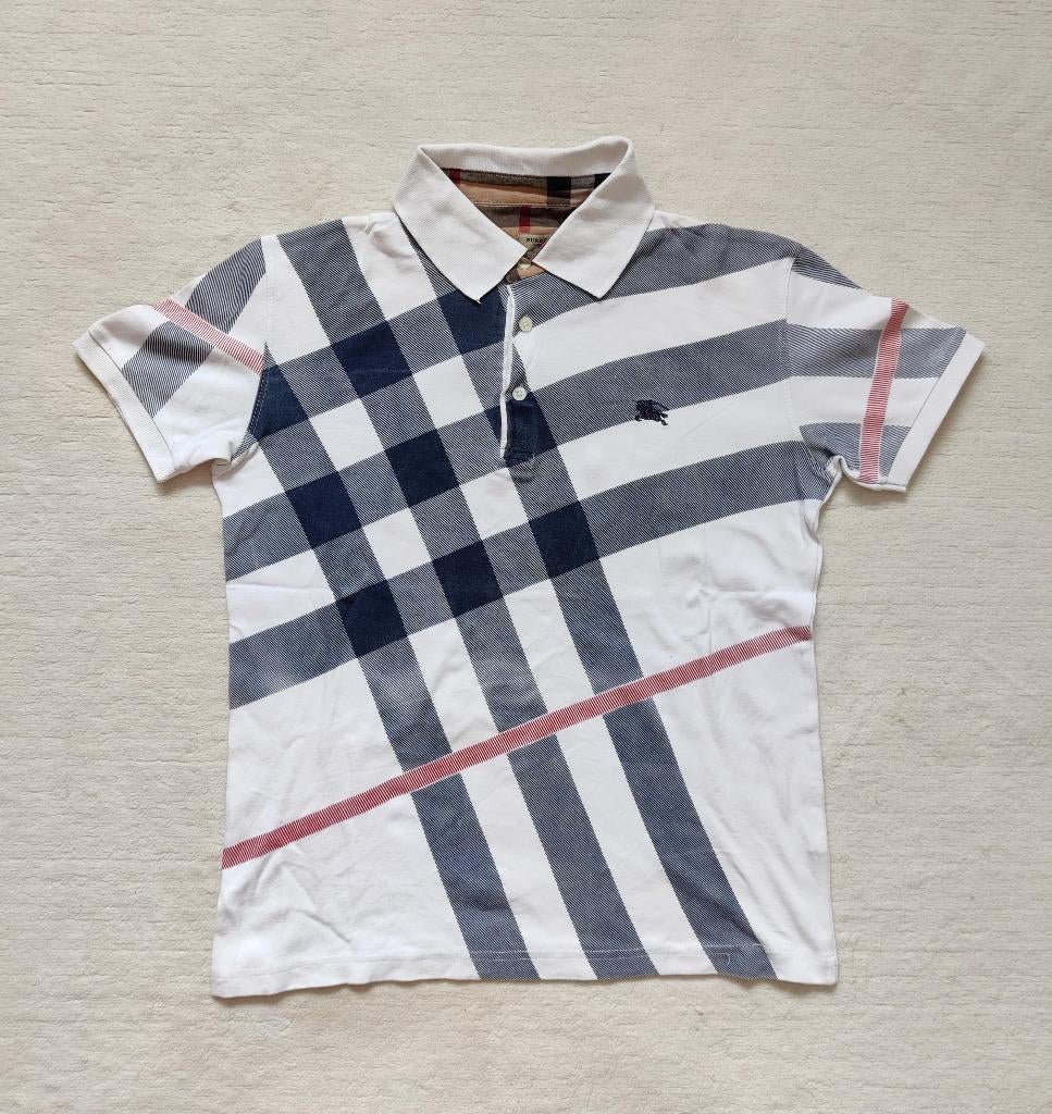Burberry poloshirt wit met Burberry-print, Maat 48/50 (M), Wit, Ophalen of Verzenden, Zo goed als nieuw