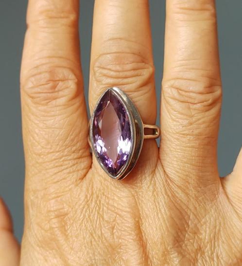 zilveren ring met natuurlijke Amethist steen zilver 925, Sieraden, Tassen en Uiterlijk, Ringen, Nieuw, Dame, 17 tot 18, Paars