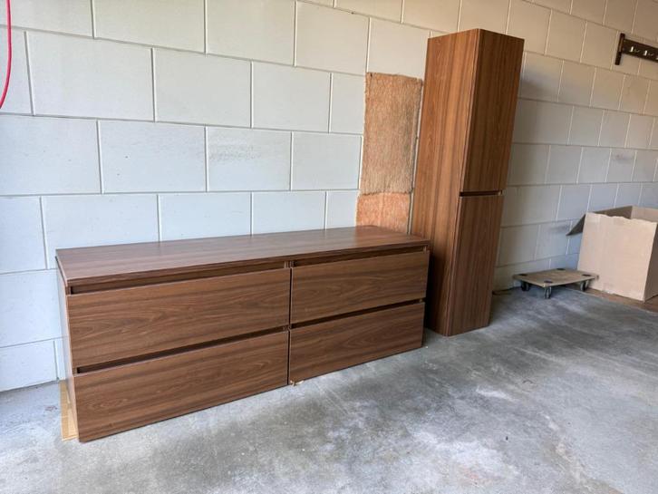 -GERESERVEERD-Nieuwe walnootkleur badkamermeubels compl. set, Huis en Inrichting, Badkamer | Badkamermeubels, Nieuw, Overige typen