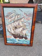 geborduurd schilderij met boot, Antiek en Kunst, Kunst | Schilderijen | Klassiek, Ophalen