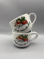 Set vintage soepkommen met print 2 stuks, Huis en Inrichting, Keuken | Servies, Keramiek, Ophalen of Verzenden, Zo goed als nieuw