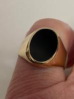 Geel gouden ring zwarte steen, Sieraden, Tassen en Uiterlijk, Antieke sieraden, Verzenden, Goud, Ring