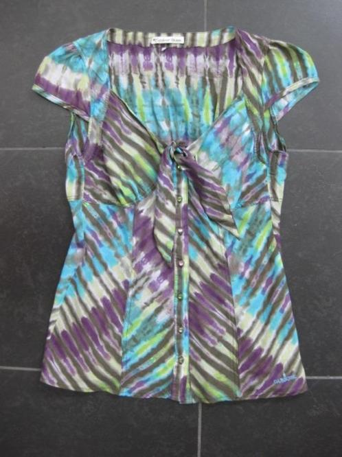 Carbone top, blouse, batik paars turquoise, mt 36, Kleding | Dames, Blouses en Tunieken, Zo goed als nieuw, Maat 36 (S), Overige kleuren
