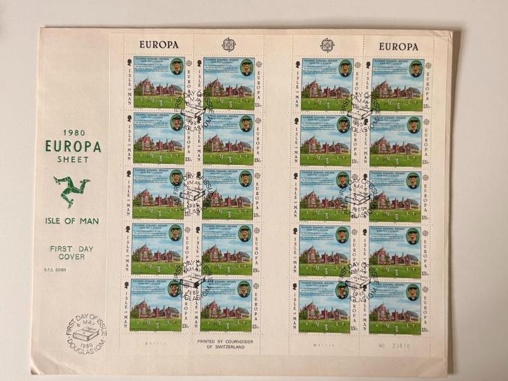 6x Europa 1980 Isle of Man/Guernsey/Jersey First Day Covers, Postzegels en Munten, Postzegels | Europa | UK, Gestempeld, Ophalen of Verzenden