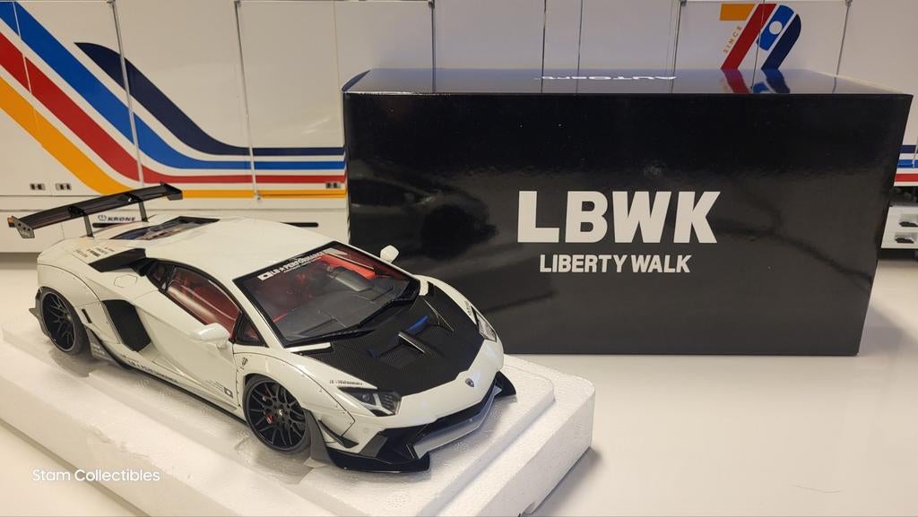 AUTOart Lamborghini Aventador Liberty Walk LB-Works White, Auto, Autoart, Ophalen of Verzenden, Zo goed als nieuw