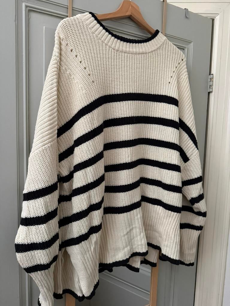 Noa noa gestreepte trui sweater xxl grote maten zwart ecru, Ophalen of Verzenden, Gedragen, Maat 46/48 (XL) of groter, Zwart