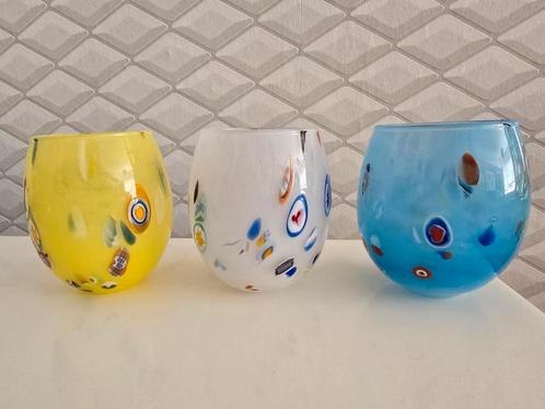 Murano Zecchin Style Vaasjes / waxinelichthouders Set, Antiek en Kunst, Antiek | Glas en Kristal, Ophalen of Verzenden