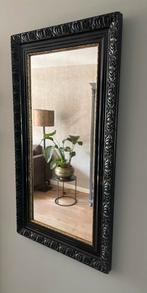 zwart met rand van goud SPIEGEL antiek oud glas, Ophalen, Rechthoekig, 50 tot 100 cm, Minder dan 100 cm