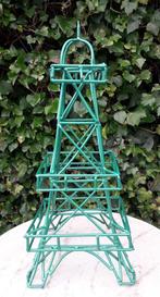 Metalen Eiffel toren 62 cm hoog groen metallic, Tuin en Terras, Tuinbeelden, Gebruikt, Metaal, Ophalen