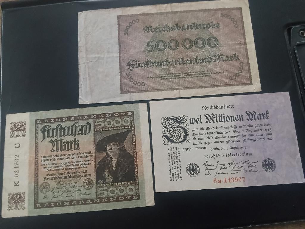 Drie oude duitse bankbiljetten, Verzenden, Duitsland, Setje