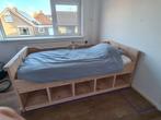 Steigerhouten Meisjesbed 90x200 met Matras, Huis en Inrichting, Ophalen, Eenpersoons, Bruin, Steigerhout