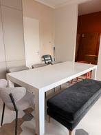 Witte Eettafel 6-8 personen, Huis en Inrichting, Tafels | Eettafels, Ophalen, Gebruikt, Rechthoekig, 50 tot 100 cm