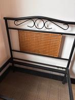 Eenpersoons bed van staal met rotan inclusief matras, Ophalen, 90 cm, Eenpersoons, Zwart