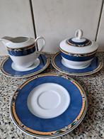 Set Kobalt blauw wit roomstel en 3 schotels, Antiek en Kunst, Antiek | Servies compleet, Ophalen of Verzenden