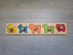 Houten knoppen puzzel; kleuren en dieren herkennen, Ophalen of Verzenden, Minder dan 10 stukjes, Zo goed als nieuw, Van hout