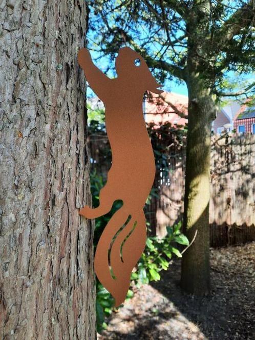 metalen (cortenstaal) dieren Eekhoorn, Kolibri en Specht, Tuin en Terras, Tuinstekers, Nieuw, Ophalen of Verzenden