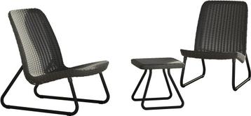 Tuinset wicker, 2 stoelen en bijzettafel, in Grijs beschikbaar voor biedingen