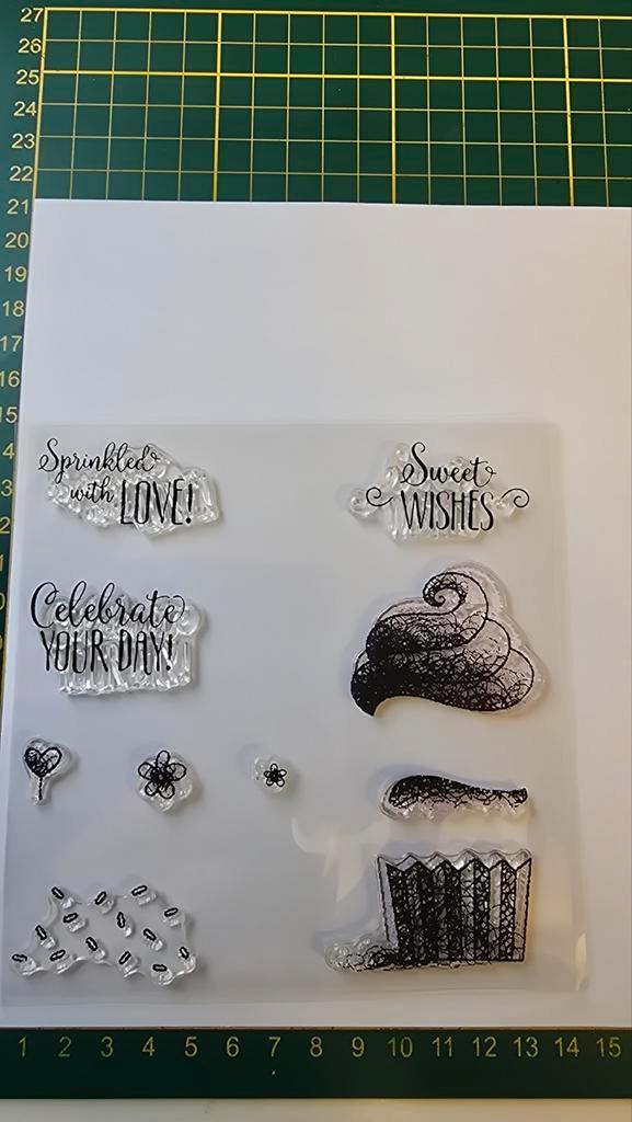 Stempelset cupcake, Hobby en Vrije tijd, Stempelen, Zo goed als nieuw, Clearstamp, Ophalen of Verzenden