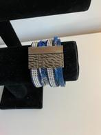 armband, Met strass, Blauw, Leer, Ophalen of Verzenden