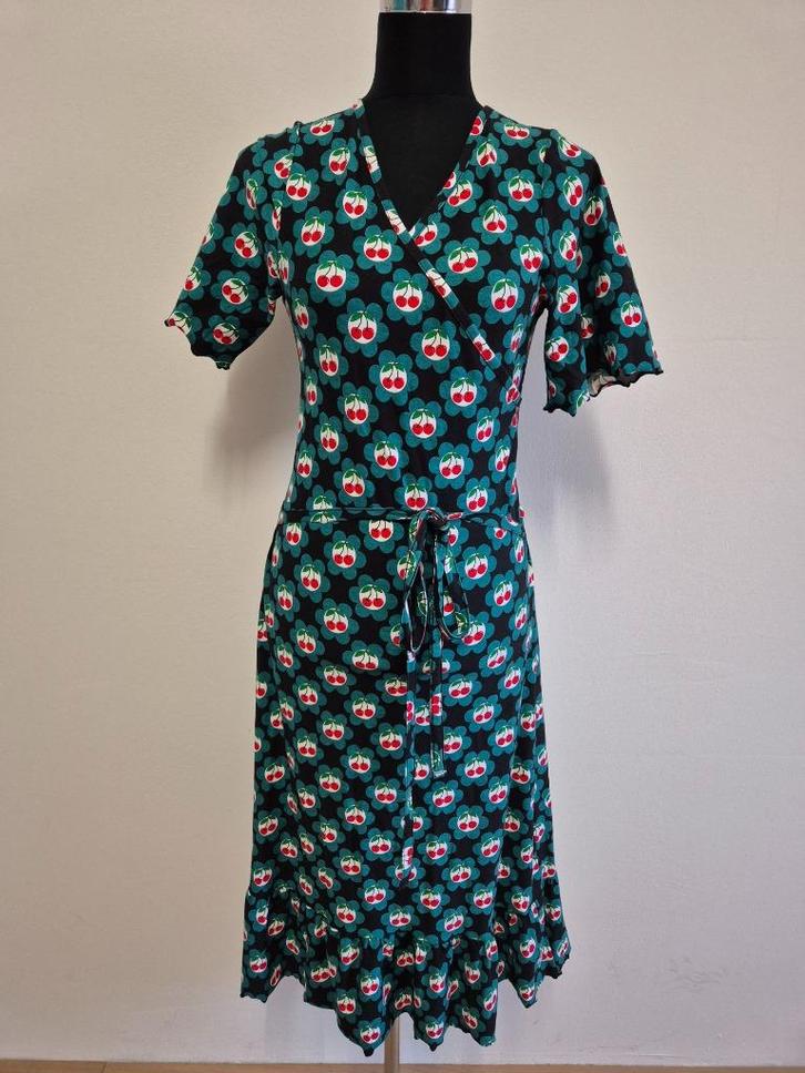 J443 - Fleurige Tante Betsy jurk maat S (1), Kleding | Dames, Jurken, Zo goed als nieuw, Maat 38/40 (M), Blauw, Knielengte, Ophalen of Verzenden