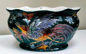 Antieke Majolica Feniks / Phoenix Design Jardinière Bloempot beschikbaar voor biedingen