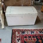 Brocante oude houten grote witte kist dekenkist, Ophalen, Minder dan 50 cm, Gebruikt, 50 tot 75 cm