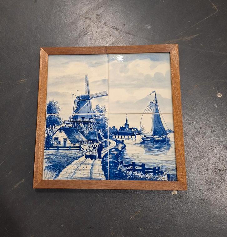 Delfts Blauw Tegeltableau Schippertjesdag Kaag '75, Antiek en Kunst, Antiek | Wandborden en Tegels, Ophalen of Verzenden