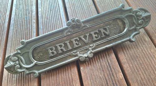 Antieke Briefplaat Brievenbus gietijzer blank., Tuin en Terras, Brievenbussen, Zo goed als nieuw, Ophalen of Verzenden