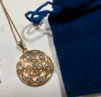 KETTING Spirituele levensbloem met de 7 chakra's NU €14,95, Nieuw, Ophalen of Verzenden, Goud, Overige materialen