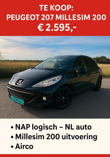 ✅Peugeot 207 1.4 VTI Zwart Airco/NAP/Apk Feb’26/Millesim 200 beschikbaar voor biedingen