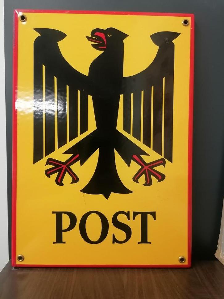 Emaille bord Duitse Post Reichsadler, Antiek en Kunst, Antiek | Emaille, Ophalen of Verzenden