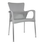 Kunststof stapelstoel met armleuning kleur zwart