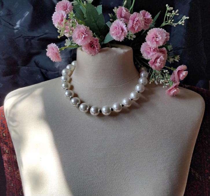 Prachtige Ketting Big Parels & kleine Echte Parels 925 Slot, Sieraden, Tassen en Uiterlijk, Kettingen, Nieuw, Overige materialen