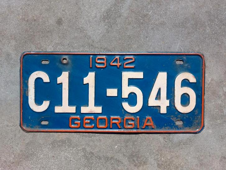Kentekenplaat UNIEK 1942 Georgia USA Nummerplaat Nummerbord, Verzamelen, Automerken, Motoren en Formule 1, Gebruikt, Auto's, Ophalen of Verzenden