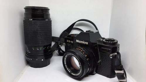 Vintage Mamiya ZE-X spiegelreflexcamera met 2 lenzen, Audio, Tv en Foto, Fotocamera's Analoog, Gebruikt, Spiegelreflex, Overige Merken