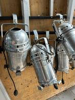 6 vintage industriële theater spots / theaterlamp, Ophalen, Gebruikt, Metaal of Aluminium, Plafondspot of Wandspot