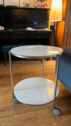Ronde bijzettafel RVS en glas, Huis en Inrichting, Minder dan 55 cm, Rond, Ophalen, 45 tot 60 cm