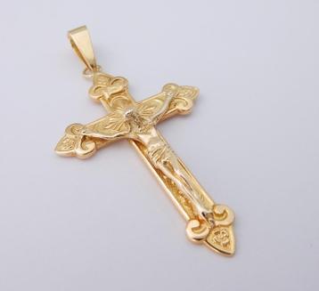 Groot zwaar 14 karaat Gouden Kruis Christus Ketting Hanger beschikbaar voor biedingen